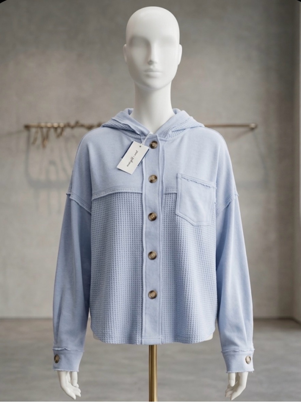 Manifest Offline Light Blue Hooded Knit Jacket - Size M